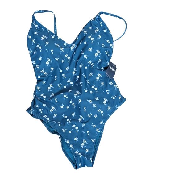 NWT Hollister Swimsuit Floral Print With Tie Back Women's Size Large - Picture 1 of 11